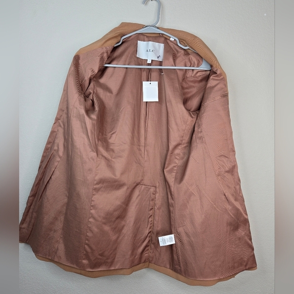 A.L.C Women Maverick Blazer Jacket  Coat Sz 2 Tan Orange Long Line Lace Up Cinch - Picture 12 of 12